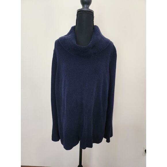 Talbots Sweaters - Talbots XL Petite Navy Cotton/Modial Bell Sleeve Sweater
